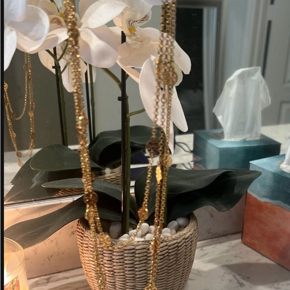 Tory Burch Gold Layered Necklace with Logo Charms - Picture 8 of 11
